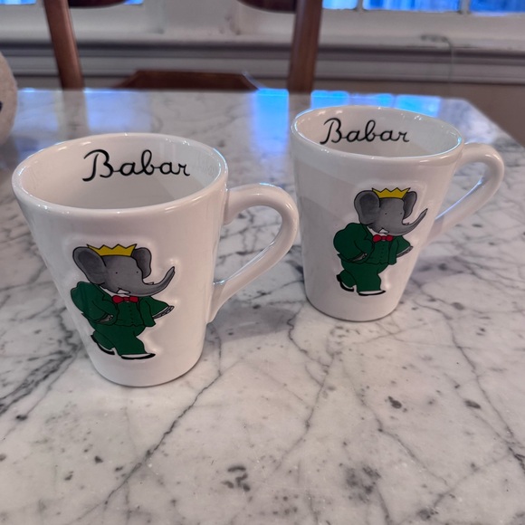 Vintage haviland Limoges Babar elephant mugs set of two